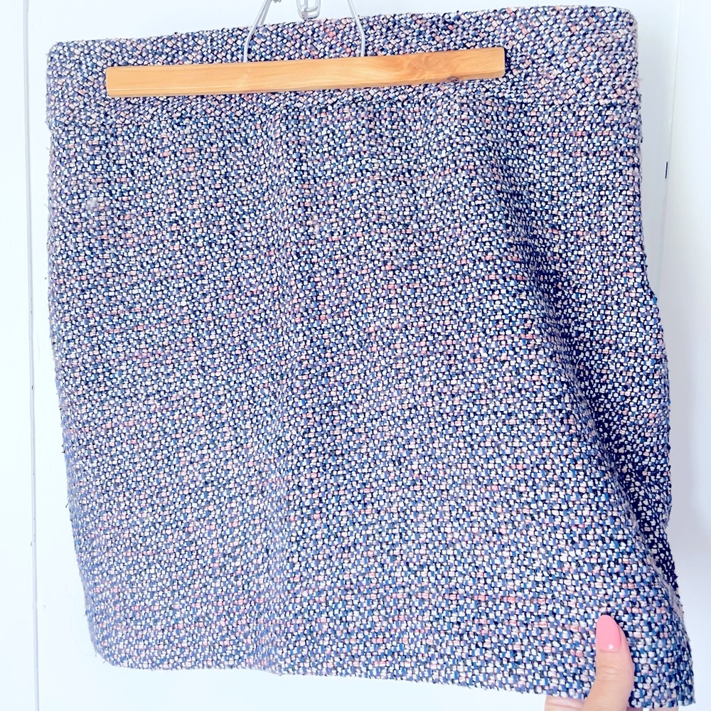 LOFT Tweed Mini Skirt in Navy, Pink & White